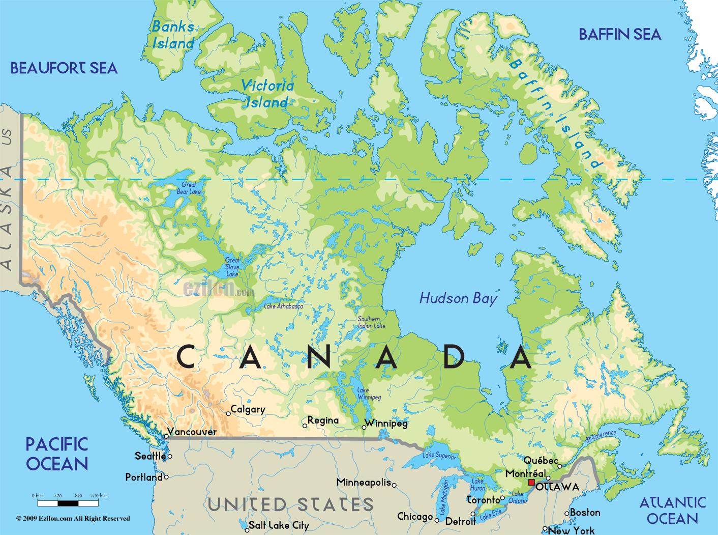 Carte du Canada - le Canada dans une carte (Amérique du Nord - Amérique)