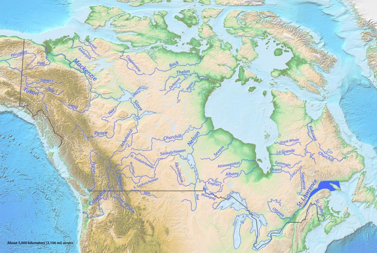 Cours d'eau du Canada carte