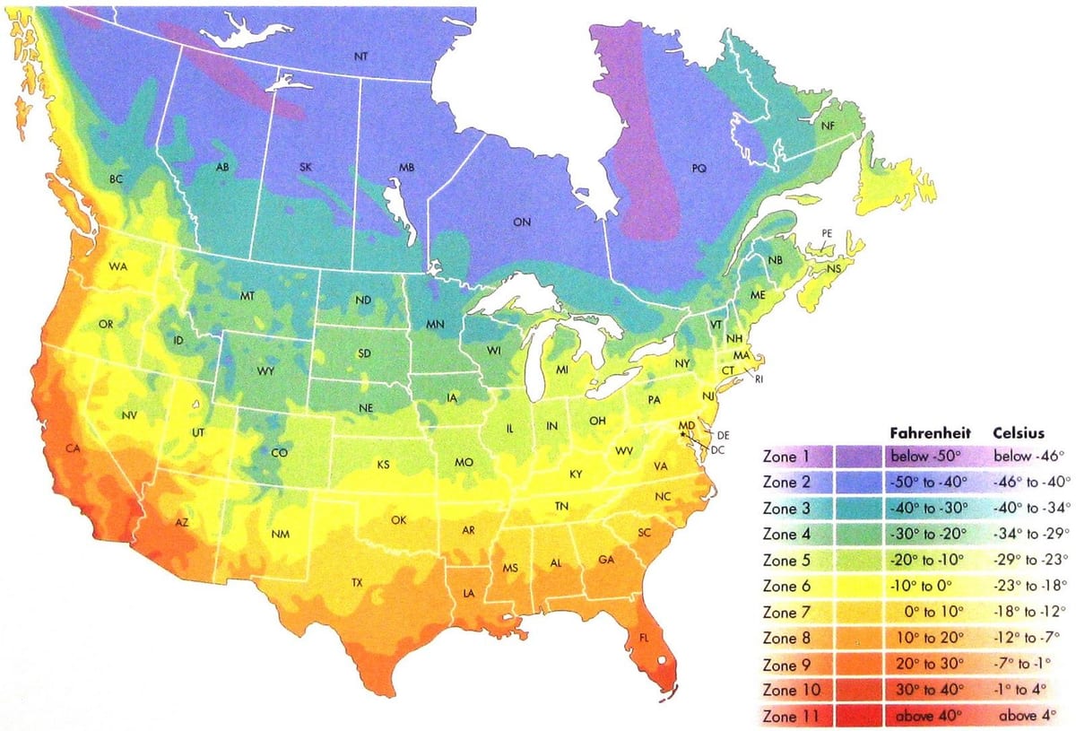 Canada de la température de la carte des zones