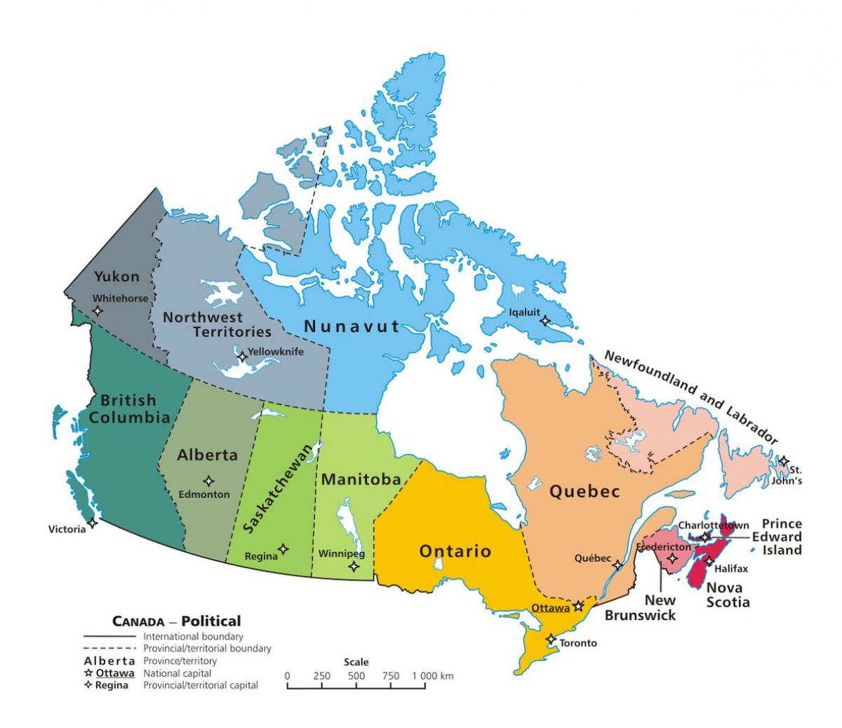 carte du Canada montrant les provinces et les territoires