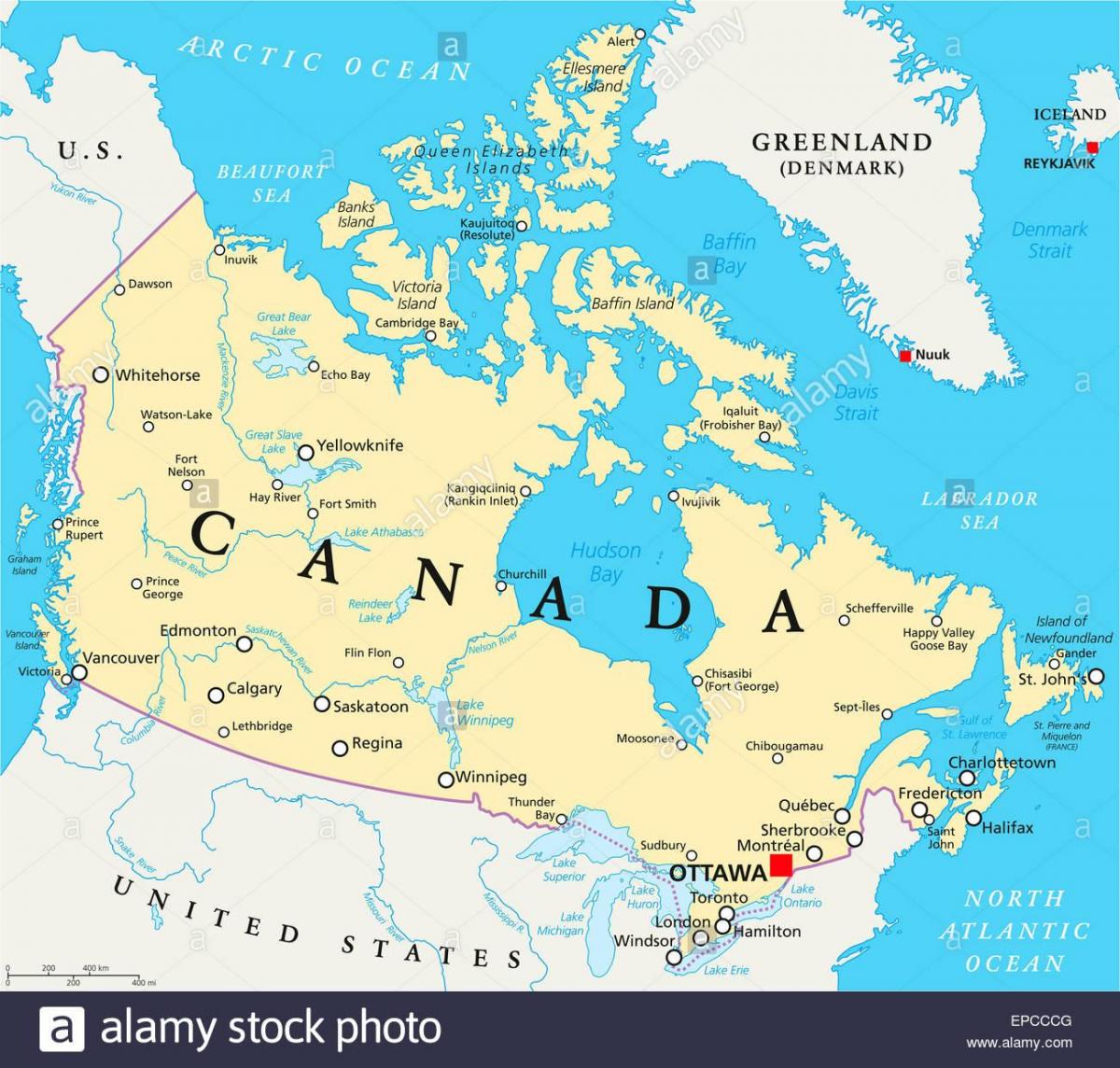 carte du Canada et ses chapiteaux