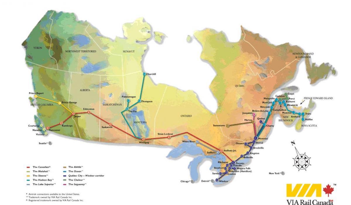 Canada du réseau ferroviaire de la carte