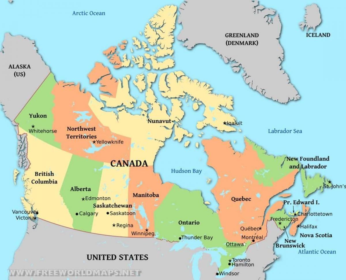 une carte politique du Canada