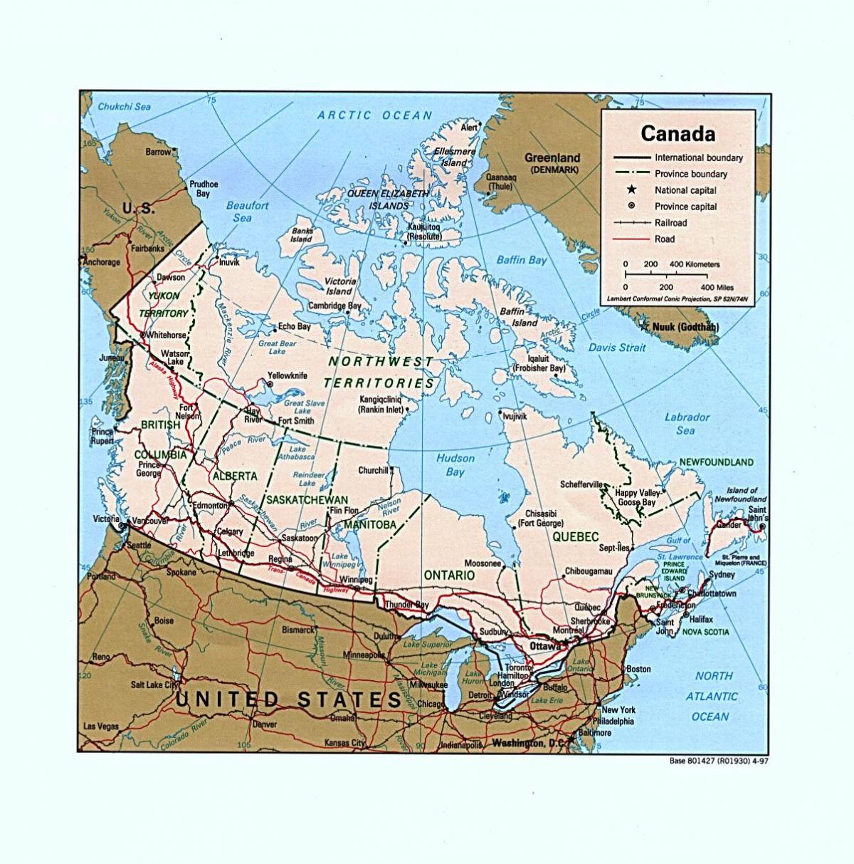 carte de l'ouest canadien feuille de route