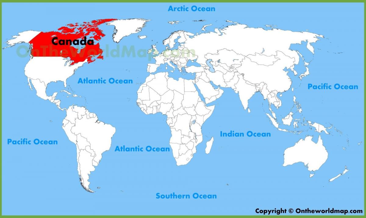 Canada emplacement dans la carte du monde