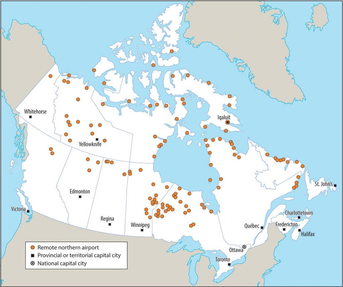 Les Aeroports Du Canada Map Canada La Carte Des Aeroports Internationaux Amerique Du Nord Amerique