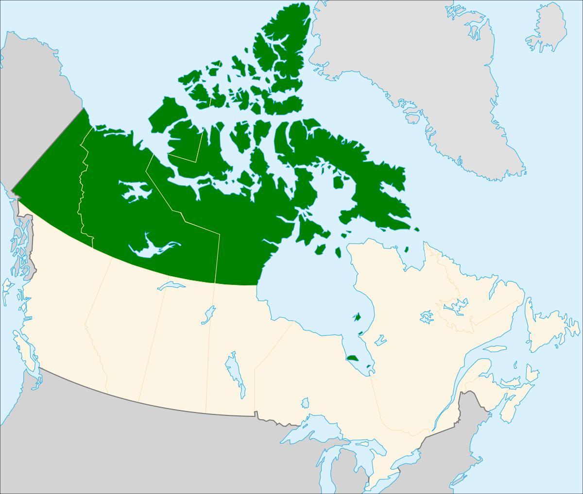 le nord du Canada carte