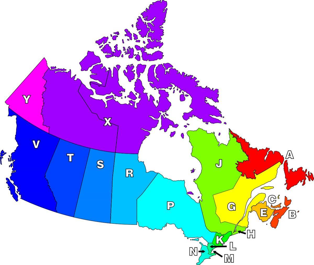 Canada code postal de la carte