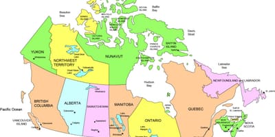 Carte du Canada montrant les états