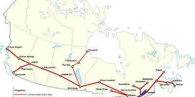 Carte du Canada itinéraires de train