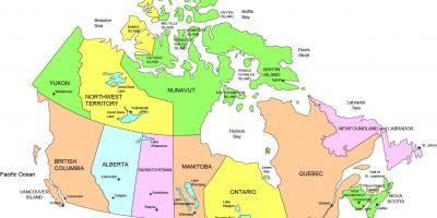 Carte du Canada montrant les états