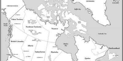 Canada carte en noir et blanc