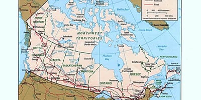 Carte de l'ouest canadien feuille de route