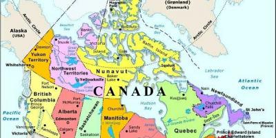 Carte de l'ouest canadien, avec les villes