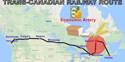 Trans Canada rail de carte d'itinéraire